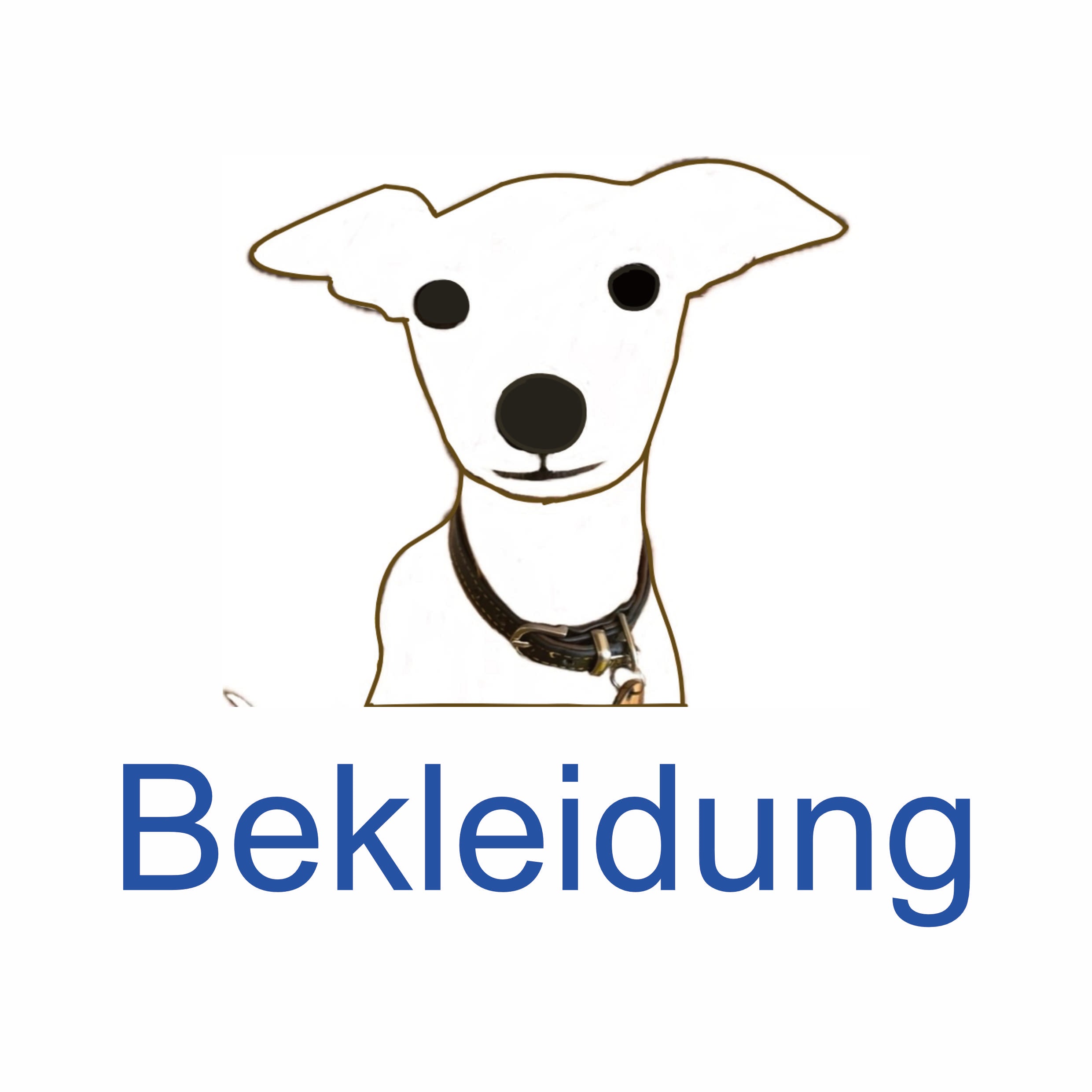 Strichzeichnung eines Hundes mit Schriftzug Bekleidung