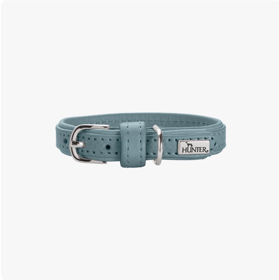 Hunter Halsband Soho Mini, schmales Lederhalsband mit hochwertiger Verarbeitung, ideal für kleine Hunde 