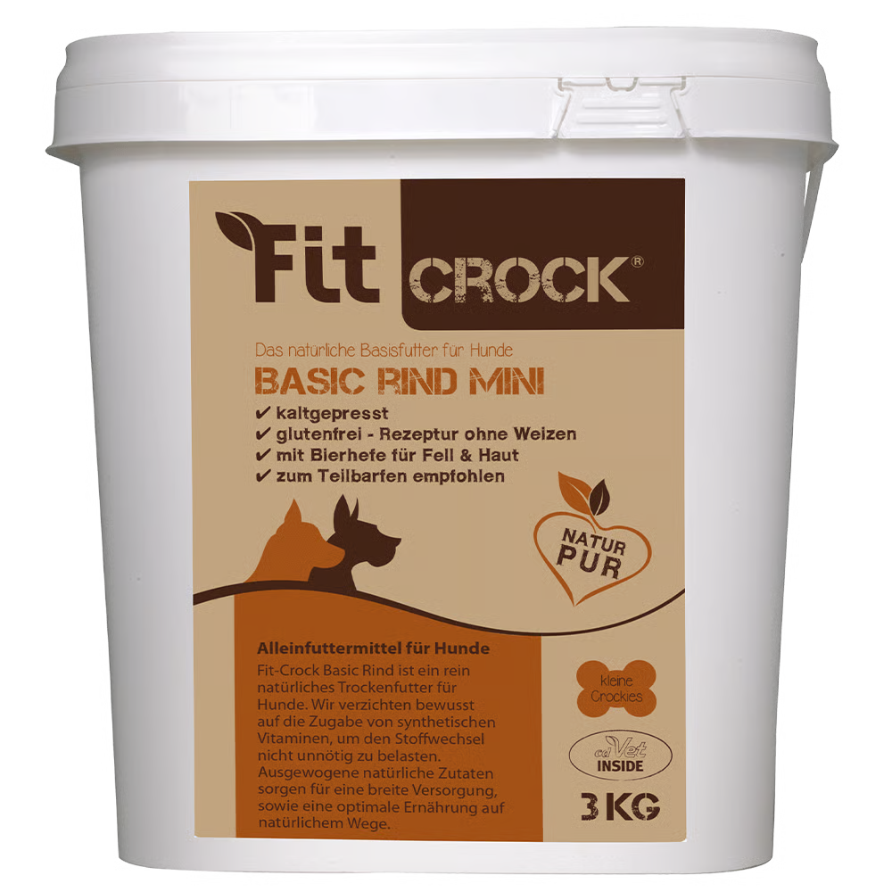 Eckiger Eimer mit FitCrock Hundefutter