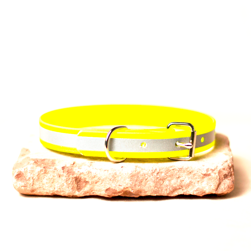 Biothane Halsband reflektierend gelb 35cm
