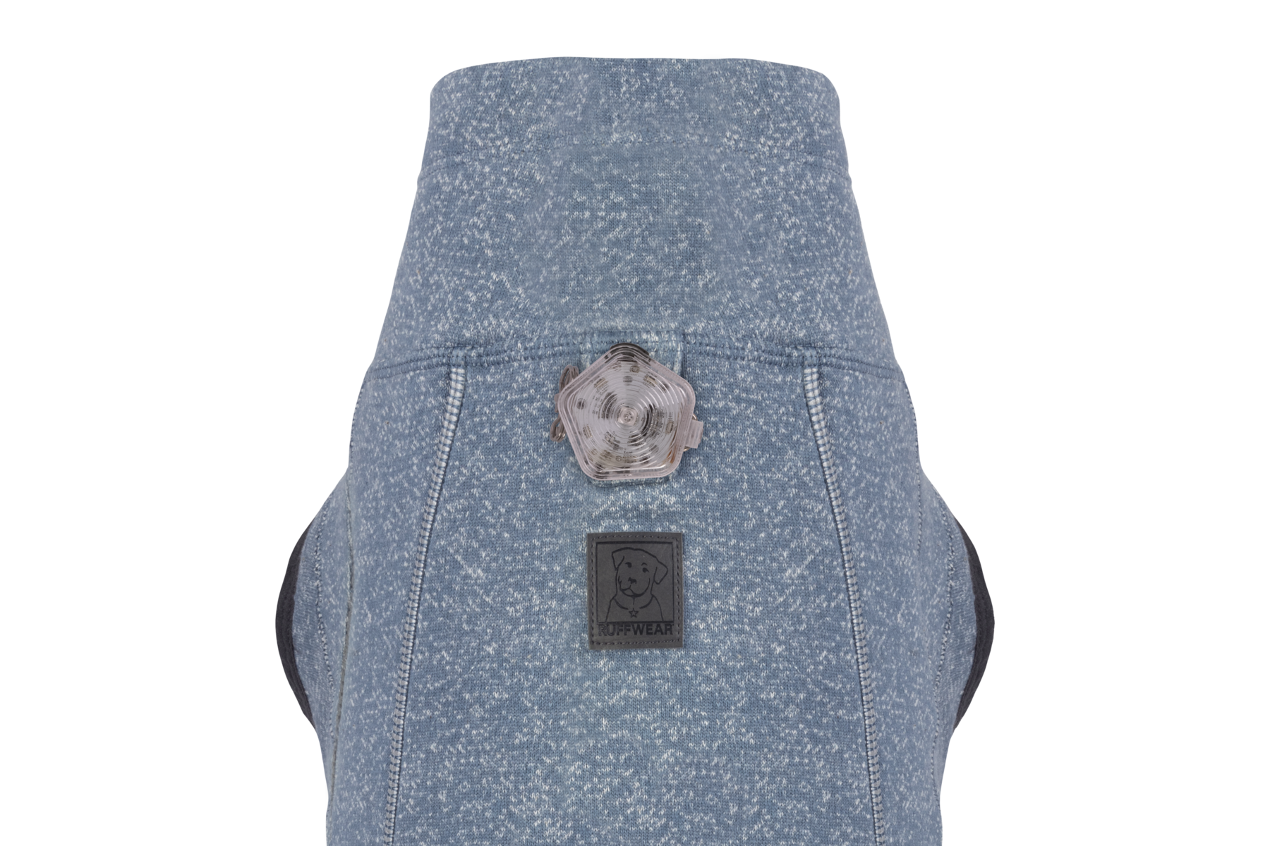 Dunkel-Blauer Ruffwear Hemp Hound Hundepullover mit seitlichem Reißverschluss, großzügigen Ärmelöffnungen und weichem Strickmaterial für Wärme und Bewegungsfreiheit. Draufsicht