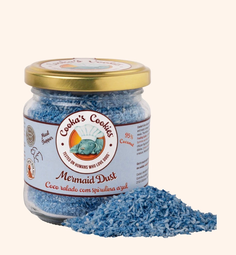 Nahrungsergänzungsmittel aus Kokosnuss und blaue Spirulina für Hunde 