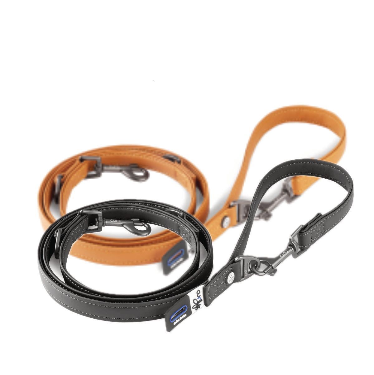 braune und schwarze Hundeleine aus Apfelleder