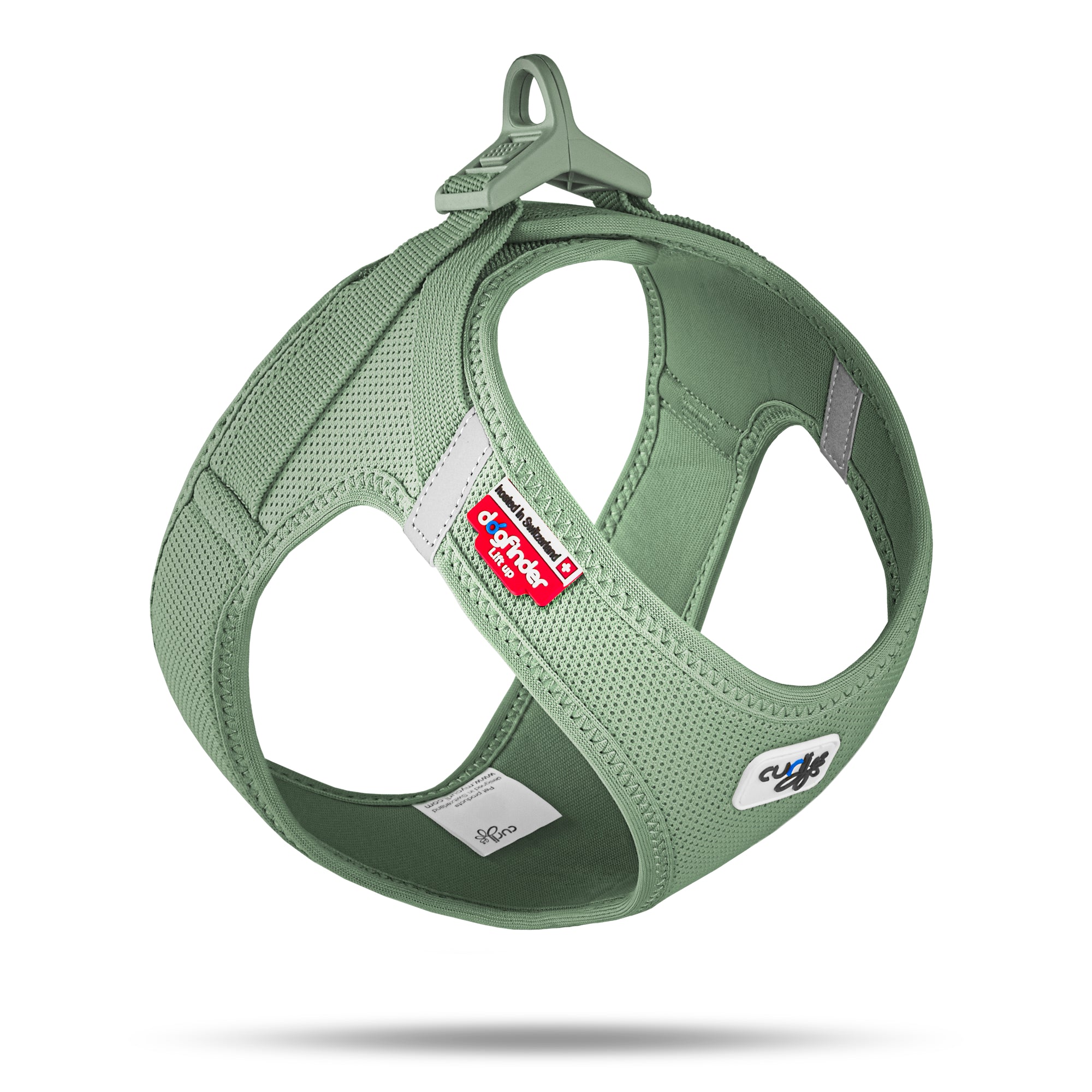 Ein Hundegeschirr der Firma Curli in der Farbe Olive 