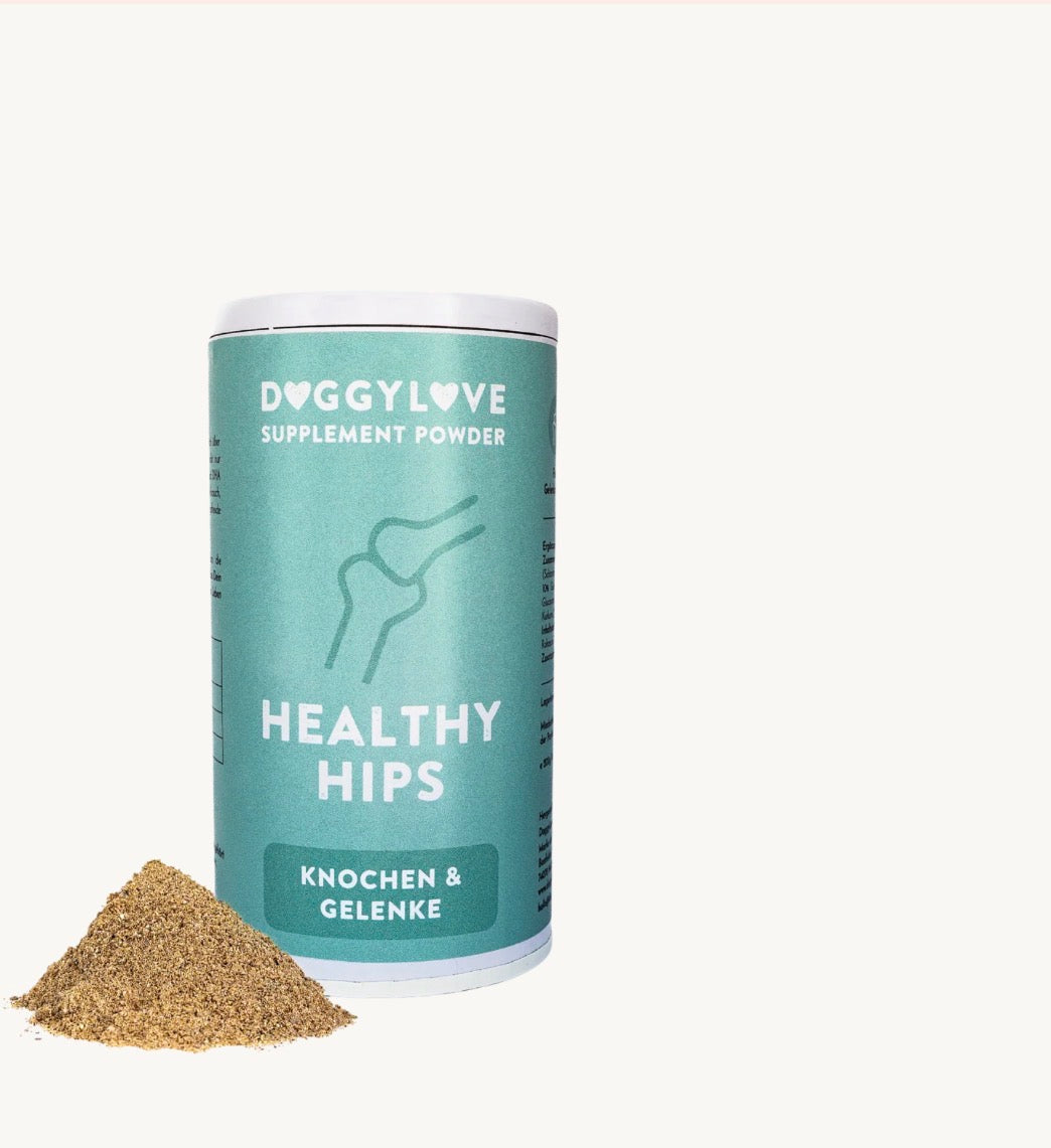Eine Dose Supplement gegen Knochen und Gelenke der Firma DOGGYLOVE 