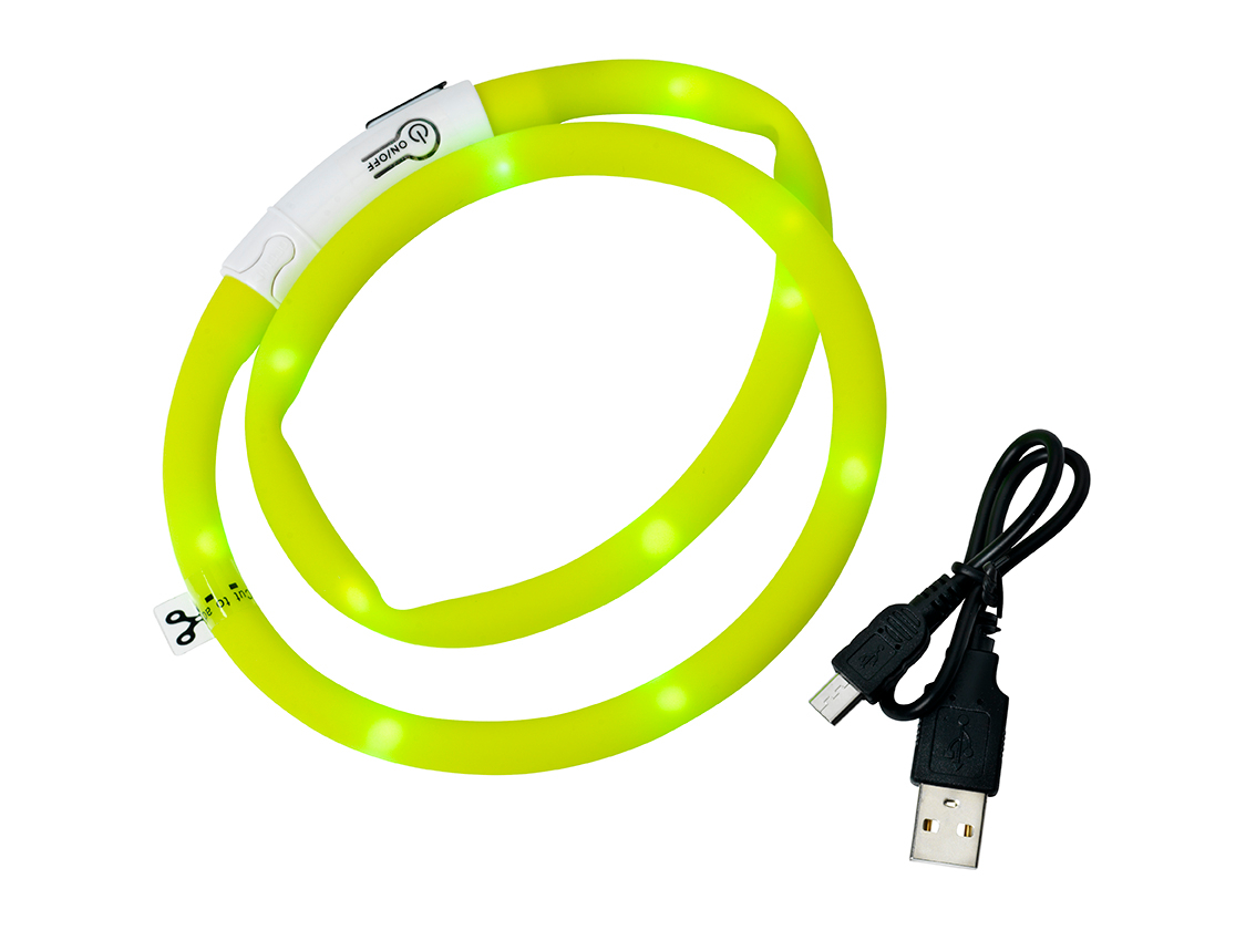 Dogman Leuchthalsband gelb und USB Anschlusskabel