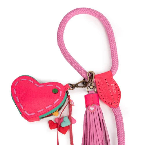 Herzförmige Leckerlitasche am rosa Leine