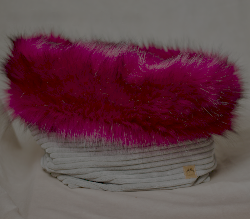 Filousion_Kuschelhoehle_grau mit rosa Kunsfell