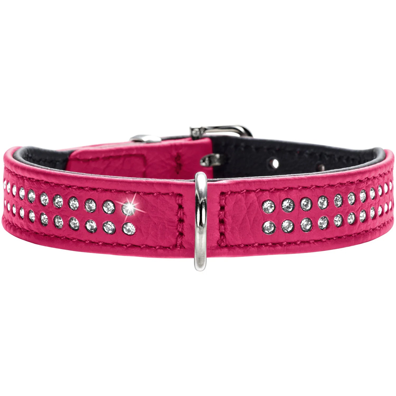 Hunter Halsband Diamond Pink-Schwarz mit Doppelreihe Kunstdiamanten besetzt