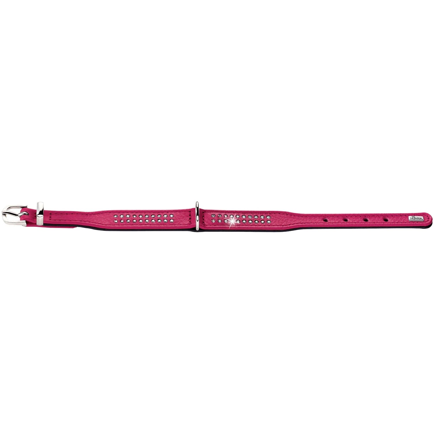 Hunter Halsband Diamond Pink-Schwarz mit Doppelreihe Kunstdiamanten besetzt, geöffnet 