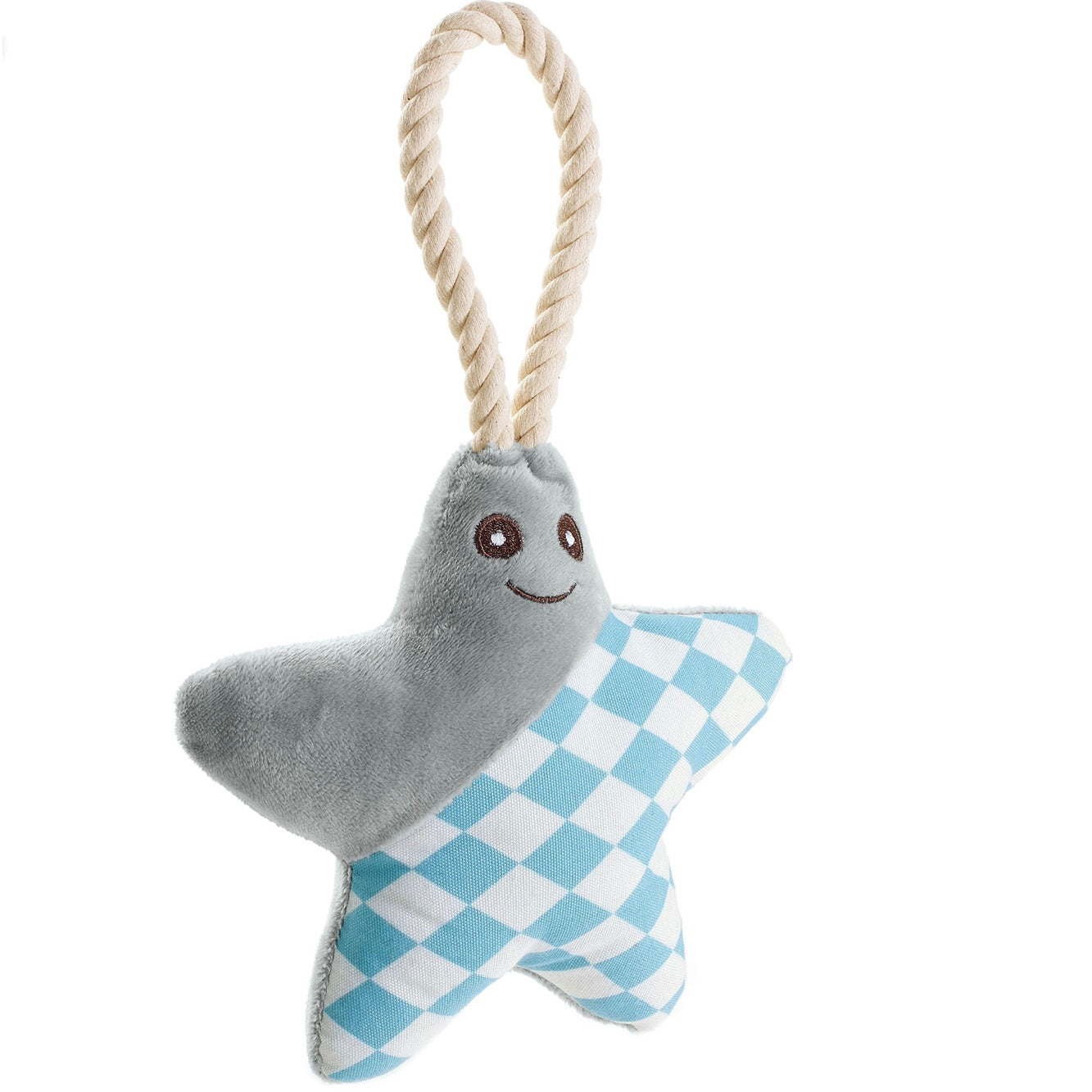 Hunter Salima Stern aus Plüsch grau  und Blau-weiß gemustert