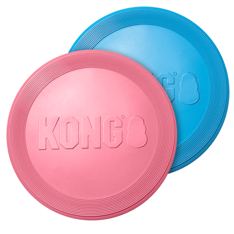 KONG Puppy Flyer Hundespielzeug in Pink oder blau, weiche Wurfscheibe speziell für Welpen zum sicheren Apportieren und Spielen