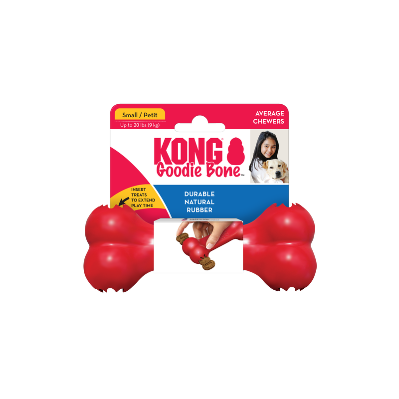 Roter Knochen aus Naturkautschik in Pappverpackuimg