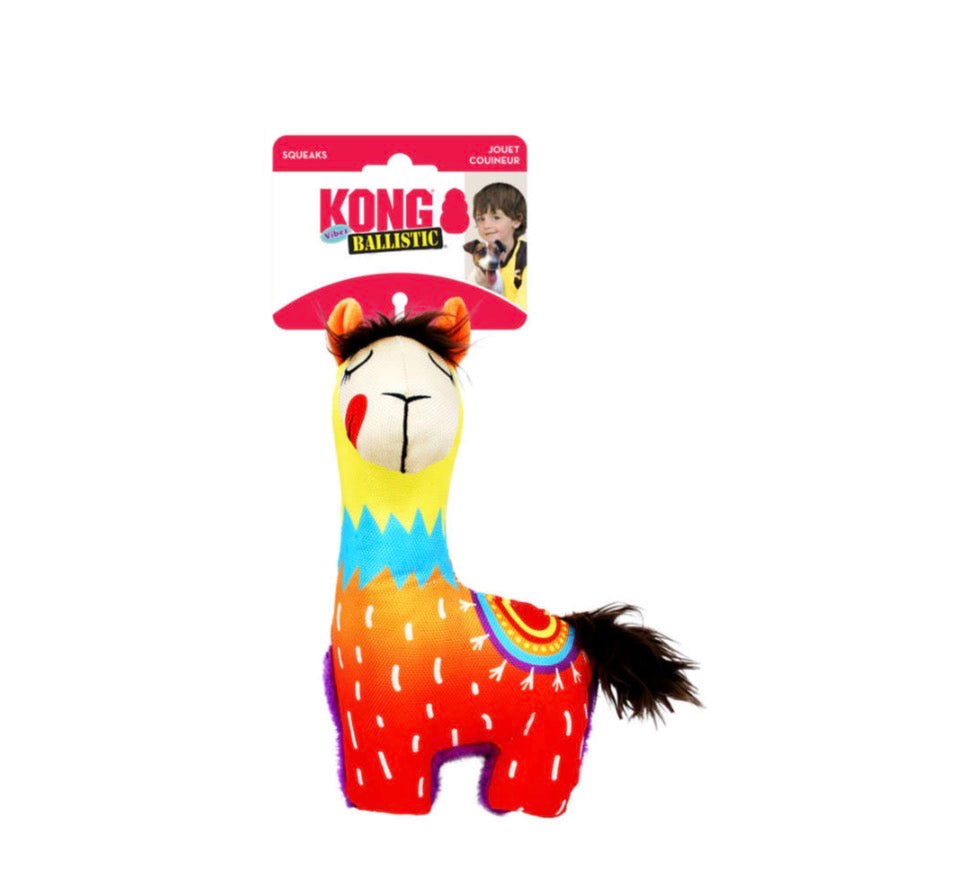 KONG Ballistic Vibez Lama in Größe S - robustes Hundespielzeug aus strapazierfähigem Material, assortierte Farben