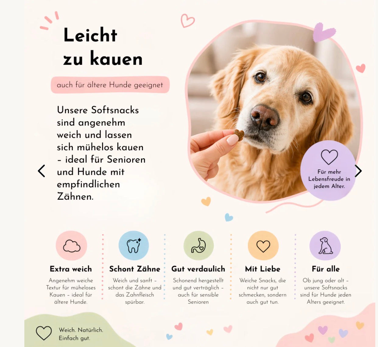 Leicht zu kauen, auch für ältere Hunde 