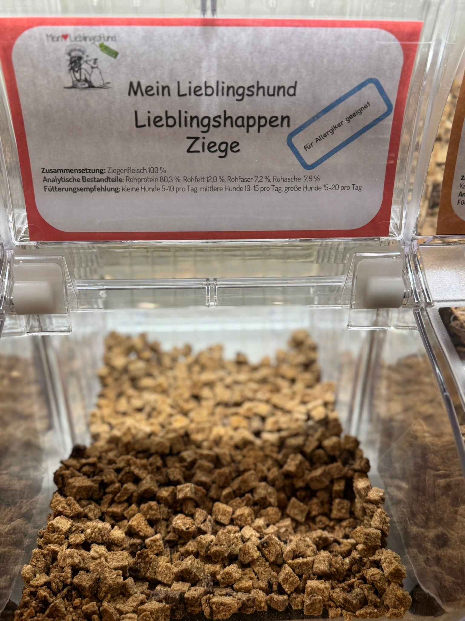 Lieblingshappen Ziege Hundeleckerlis  Selbstbedienungsbox 