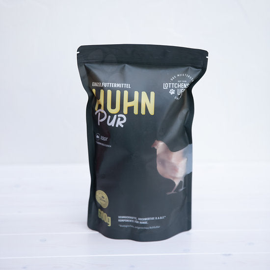 Tiefgefrorenes Hundefutter Huhn pur – 100 % reines Muskelfleisch vom Huhn in 600 g Beutel, gewolft und portionierbar