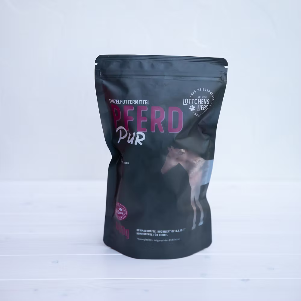 Lottchens Liebe Pferd Pur BARF Würfel – tiefgefrorenes Hundefutter aus reinem Pferde
