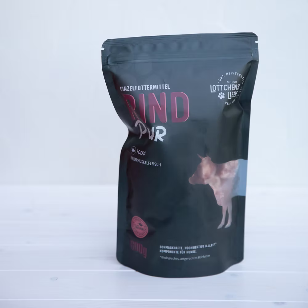 Lottchens Liebe Rind Pur Würfel – tiefgefrorenes BARF Hundefutter aus Rind, 