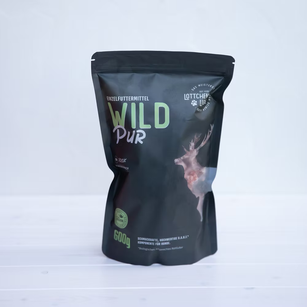 Lottchens Liebe Wild Pur Würfel – tiefgefrorenes BARF Hundefutter aus Wild