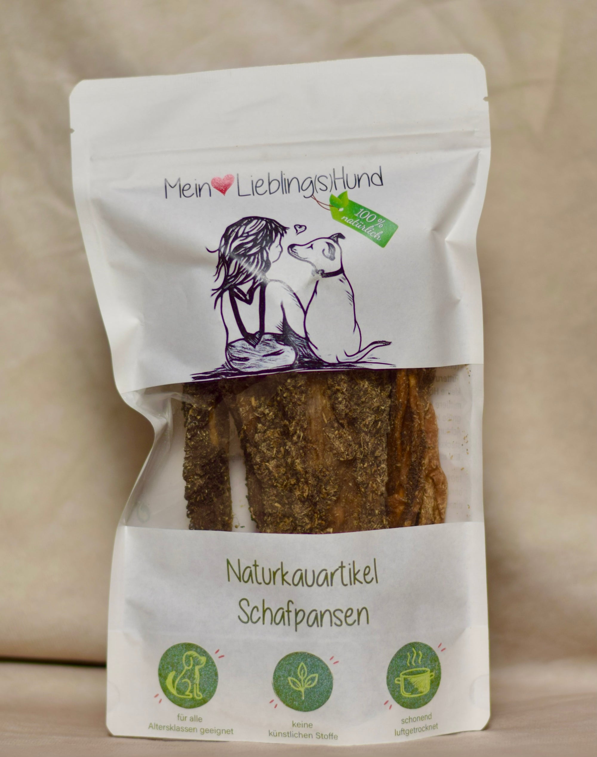 Naturkauartikel Schafpansen von Mein LieblingsHund, proteinreicher Kausnack für Hunde