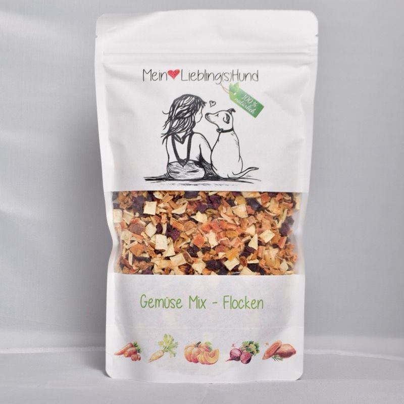 Mein LieblingsHund Gemüse Mix Flocken – natürliche getrocknete Gemüseflocken als BARF-Ergänzung für Hunde im standfesten Beutel
