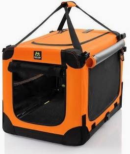 Maelson Soft Kennel Faltbox für Hunde – robuste, faltbare Transportbox mit Mesh-Fenstern. Neon Orange