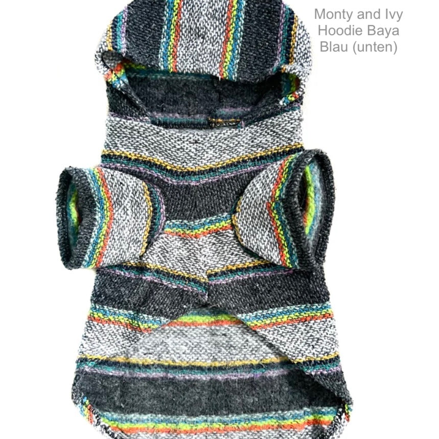 Grau Grün  gestreifter Hundehoodie von Monty & Ivy, Ansicht von unten