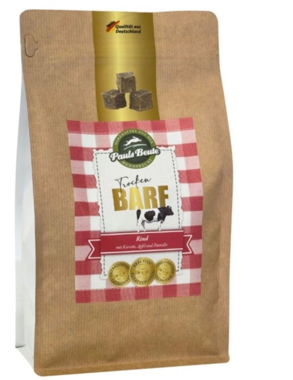 Ein Packung Trocken-Barf Rind für Hunde 