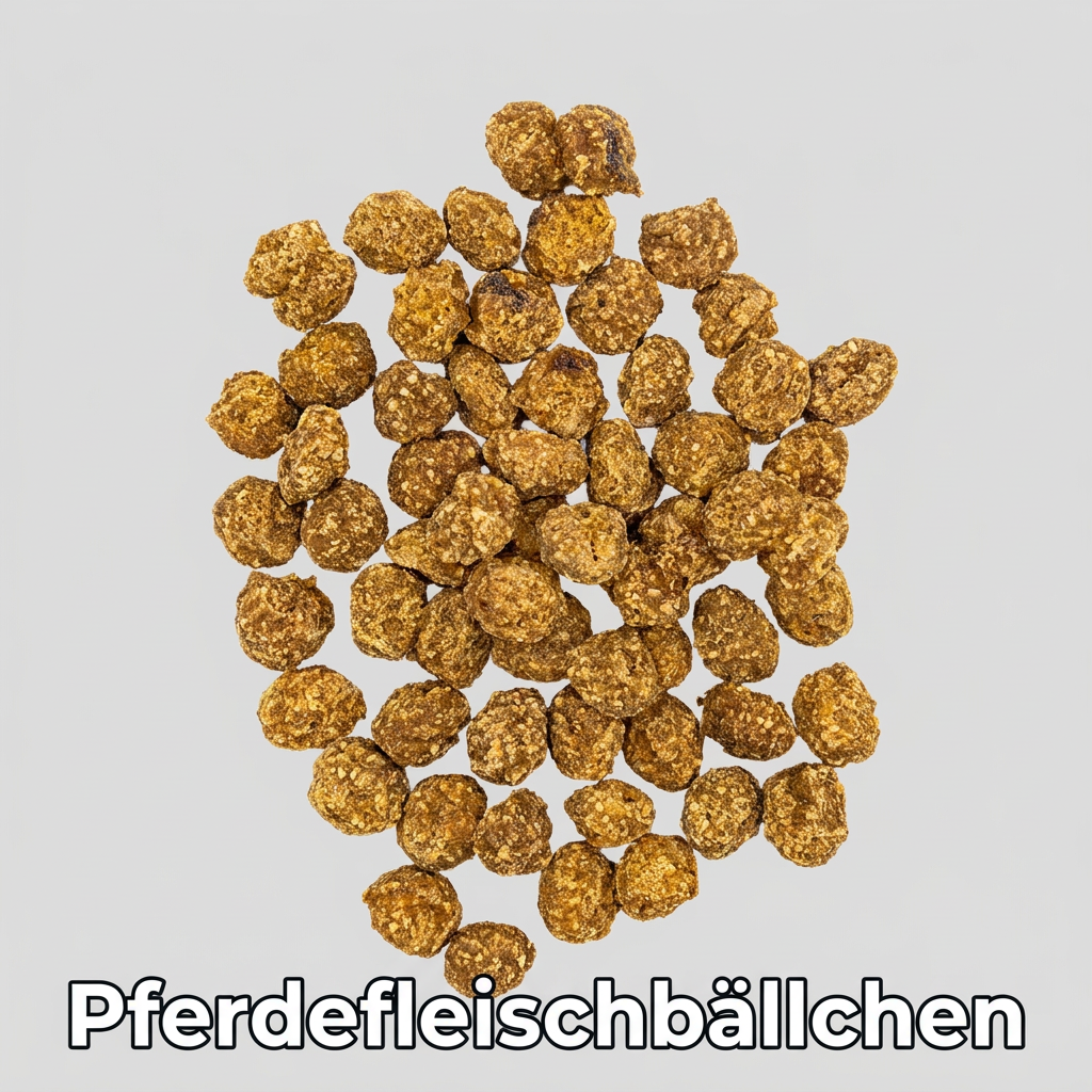 Sammlung hellbrauner Pferdefleischbällchen