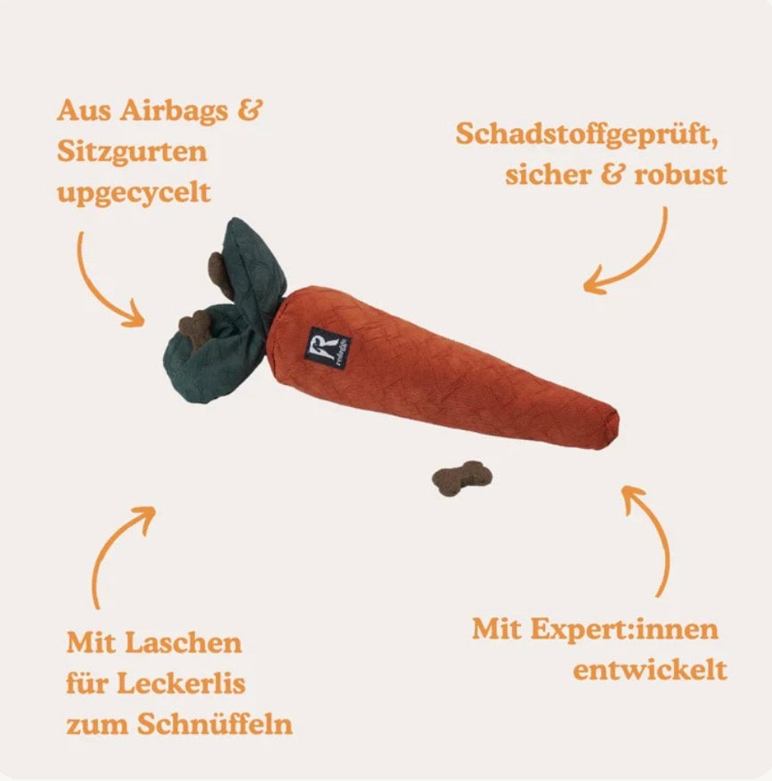 Redoggo Karotte Hundespielzeug mit Beschreibung 