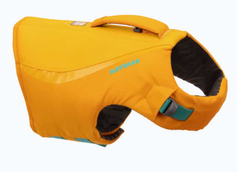 Orange Ruffwear Float Coat Schwimmweste für Hunde mit robustem Griff am Rücken, ergonomischer Passform und strapazierfähigem Material für sicheres Schwimmen