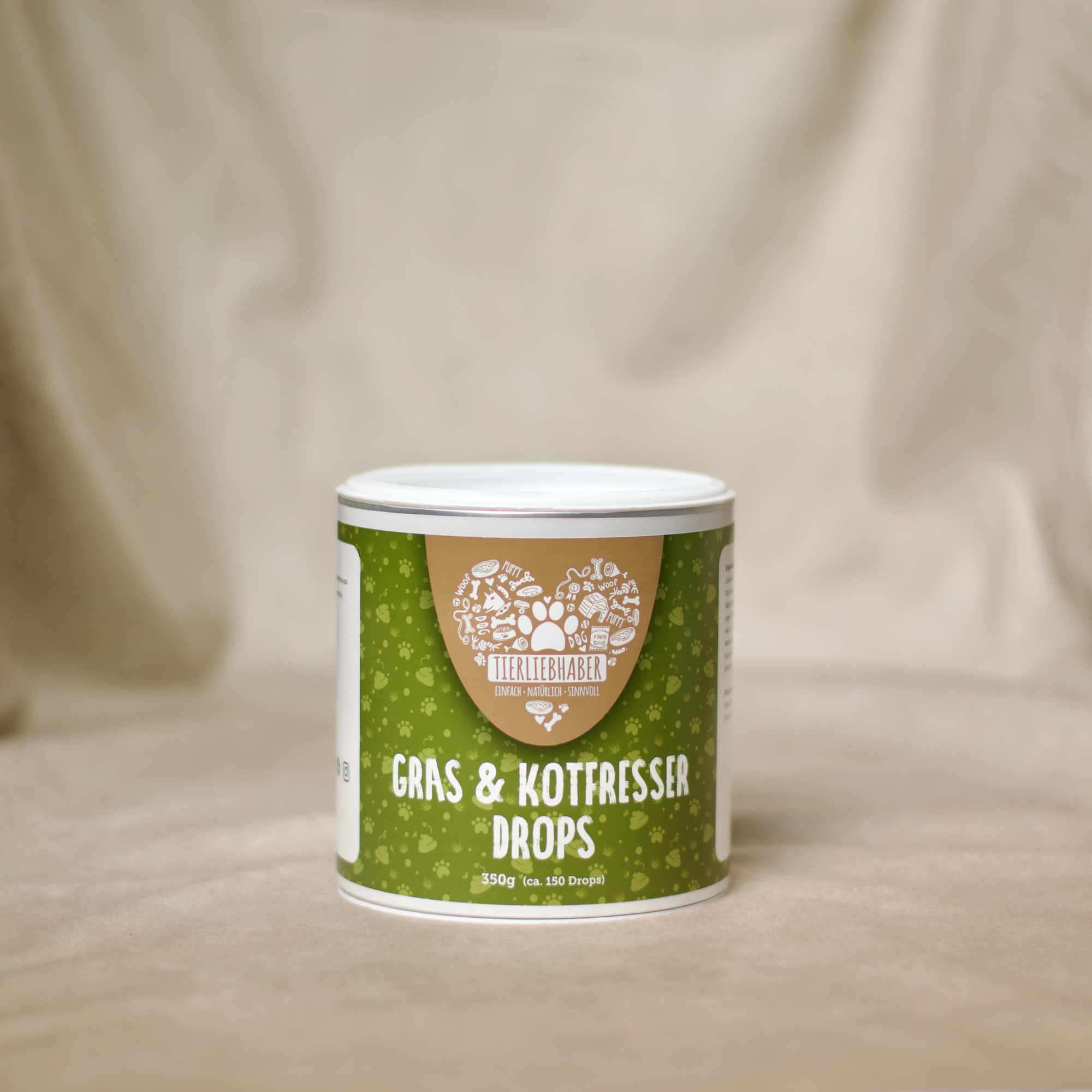 Tierliebhaber Gras- & Kotfresser Drops für Hunde, funktionale Snacks gegen Übersäuerung des Magens, mit Insektenprotein und Ulmenrinde, 350 g Beutel