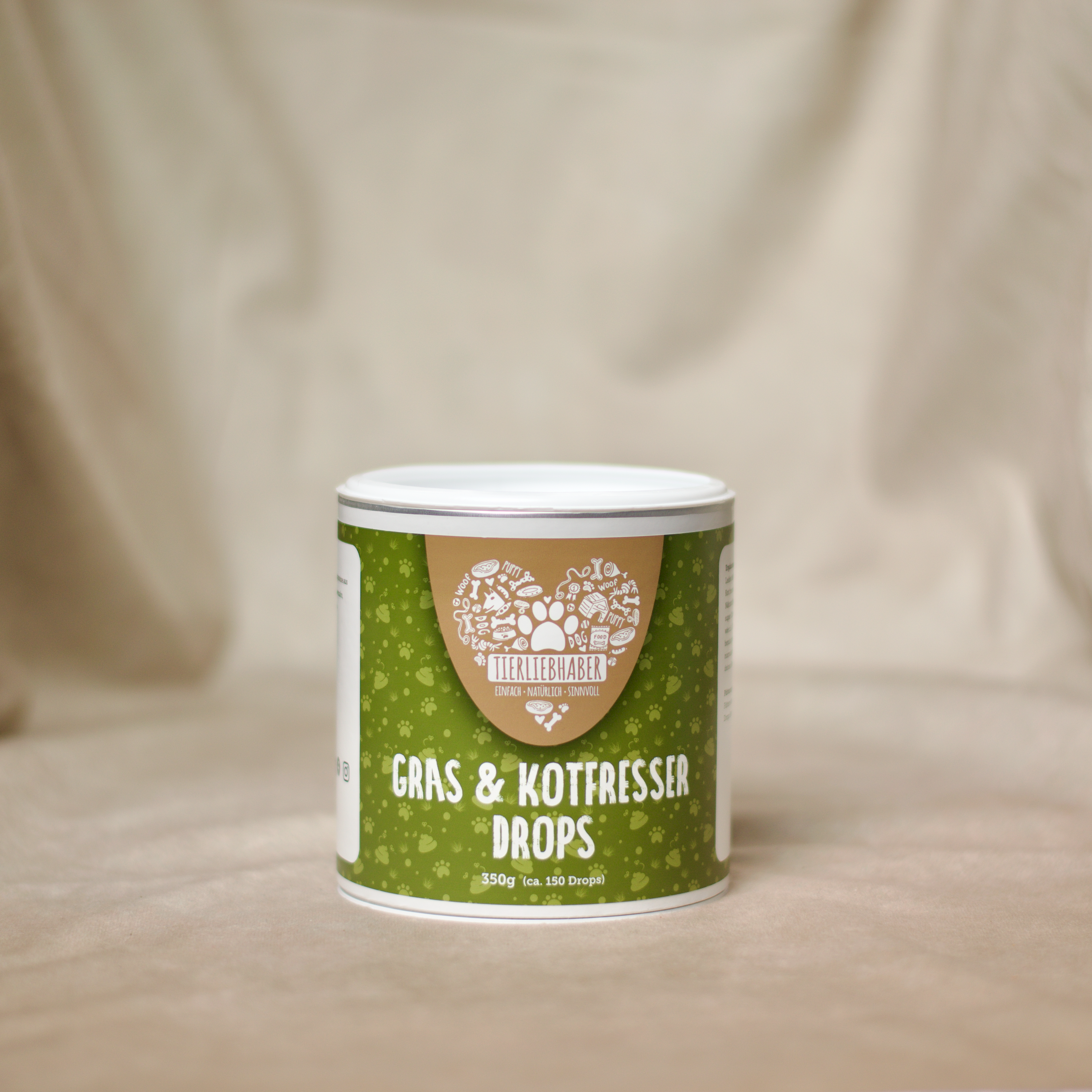 Tierliebhaber Gras- & Kotfresser Drops für Hunde, funktionale Snacks gegen Übersäuerung des Magens, mit Insektenprotein und Ulmenrinde, 350 g Beutel