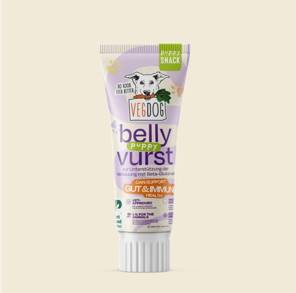 Eine Tube mit vegane  Leverwurst für Hunde 
