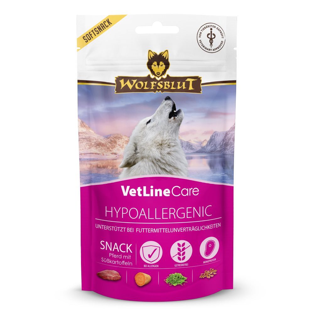 WOLFSBLUT VetLine Care Snack Hypoallergenic für Hunde, Softsnack mit Monoprotein Pferd, getreidefrei und geeignet bei Futtermittelunverträglichkeiten