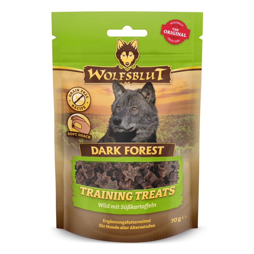Wolfsblut Dark Forest Training Treats für Hunde, weiche Trainingsleckerlis mit Wild und Süßkartoffeln, Ergänzungsfuttermittel in wiederverschließbarem Beutel
