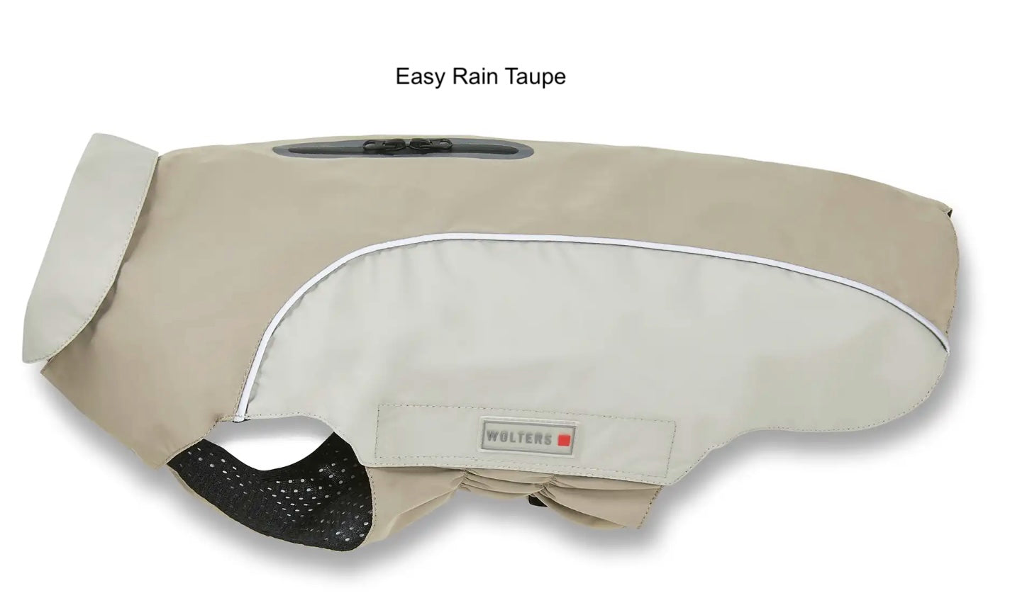Wolters Regenjacke Easy Rain in Taupe – leichte wasserabweisende Hunderegenjacke mit Geschirraussparung für Spaziergänge bei Regenwetter