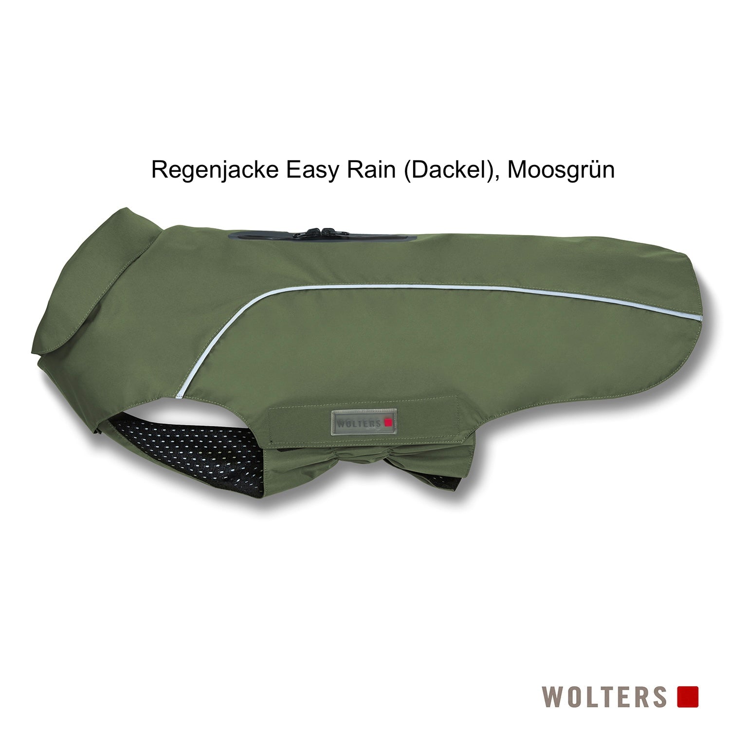 Wolters Regenjacke Easy Rain in Moosgrün für Dackel  – leichte wasserabweisende Hunderegenjacke mit Geschirraussparung für Spaziergänge bei Regenwetter