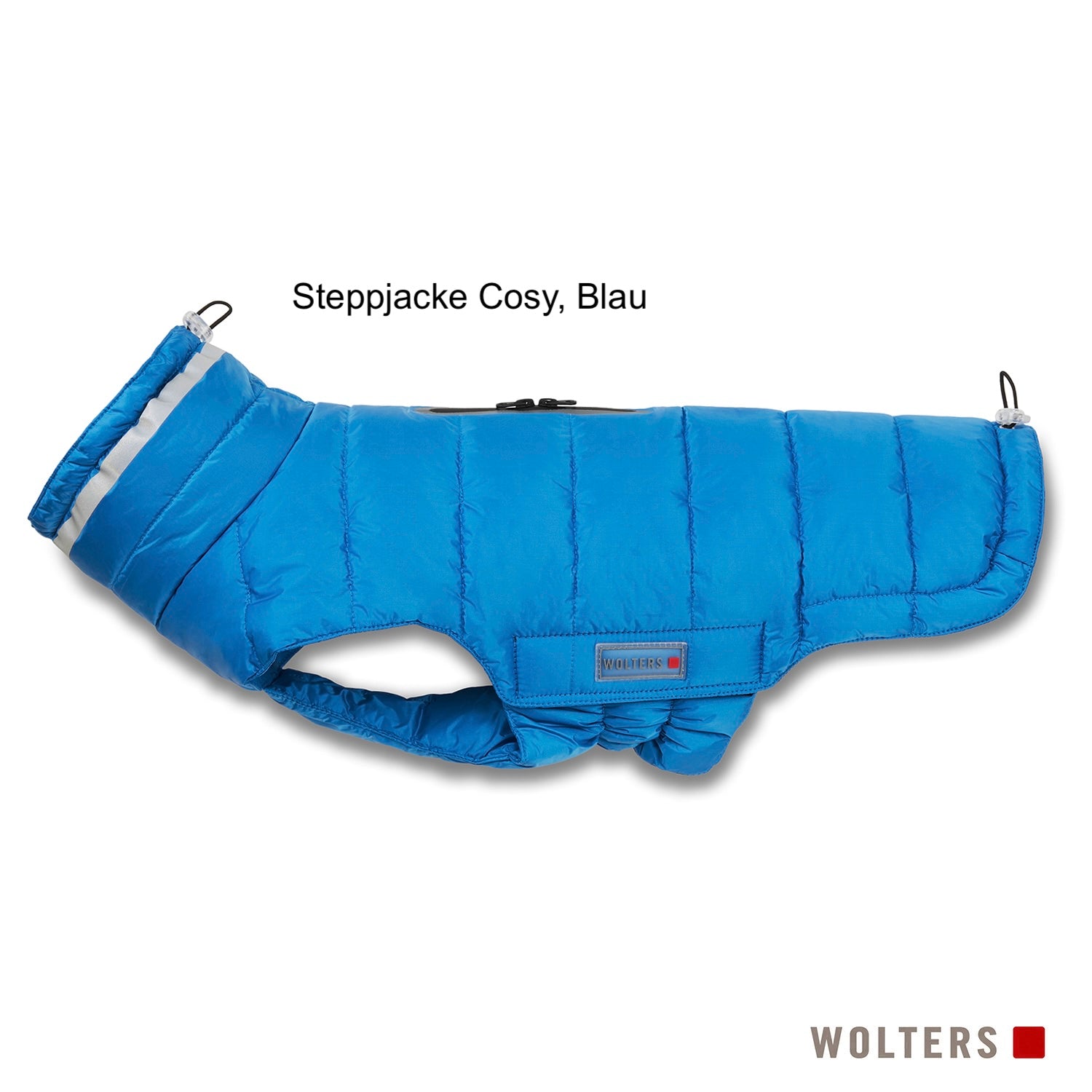Wolters Steppjacke Cosy in Blau – warme wattierte Hundejacke mit reflektierendem Kragen und Zip-&-Go-Geschirraussparung für Herbst und Winter