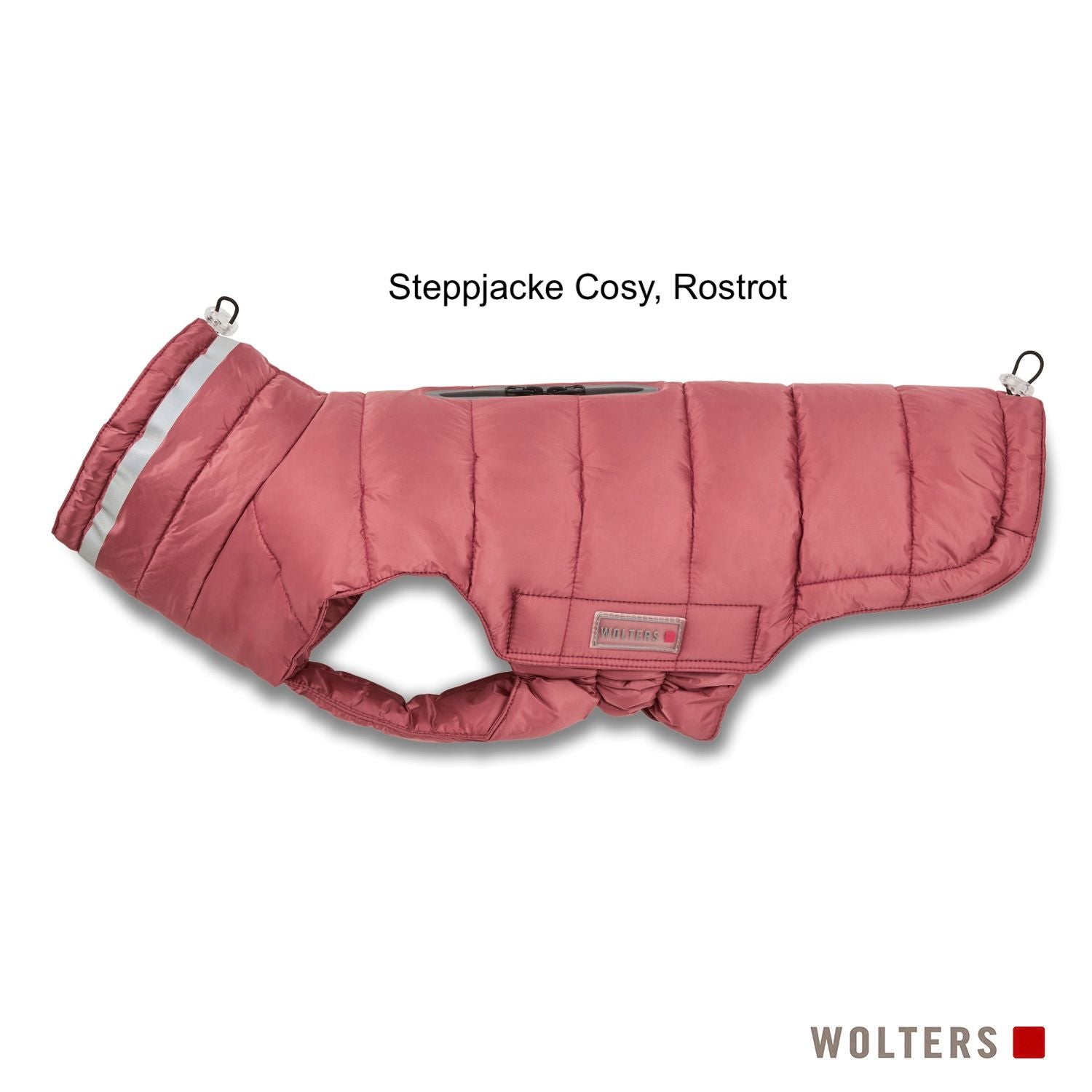 Wolters Steppjacke Cosy in Rostrot – warme wattierte Hundejacke mit reflektierendem Kragen und Zip-&-Go-Geschirraussparung für Herbst und Winter