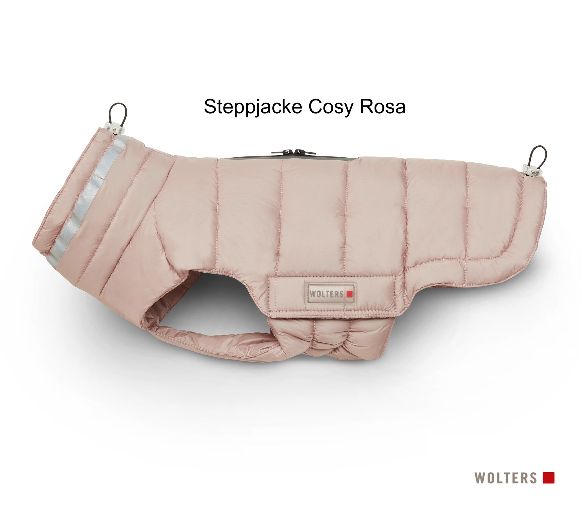 Wolters Steppjacke Cosy in Rosa – warme wattierte Hundejacke mit reflektierendem Kragen und Zip-&-Go-Geschirraussparung für Herbst und Winter