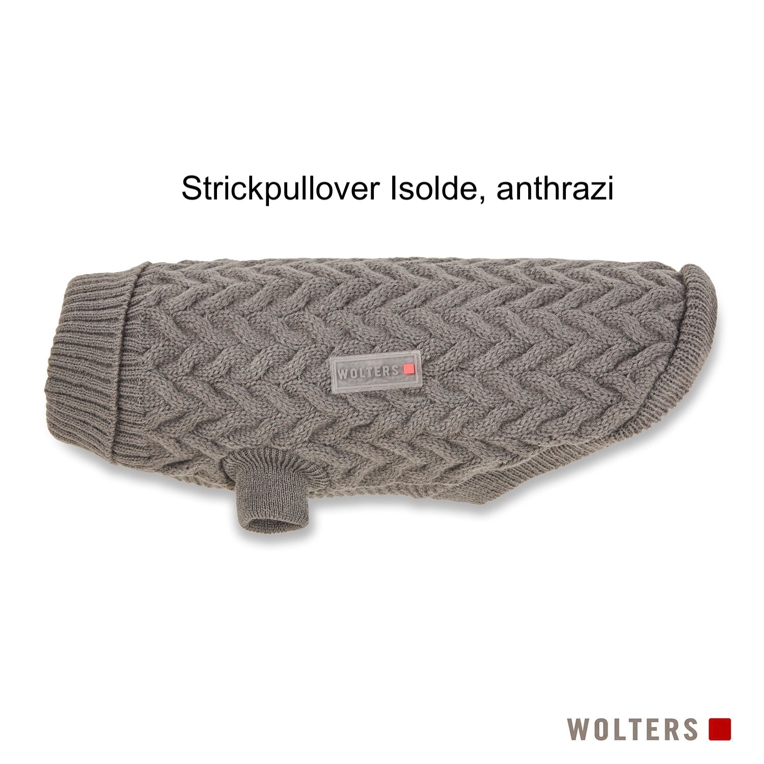 Wolters Strickpullover Isolde in Anthrazit – warmer gestrickter Hundepullover mit Zopfmuster für kühle Herbst- und Wintertage