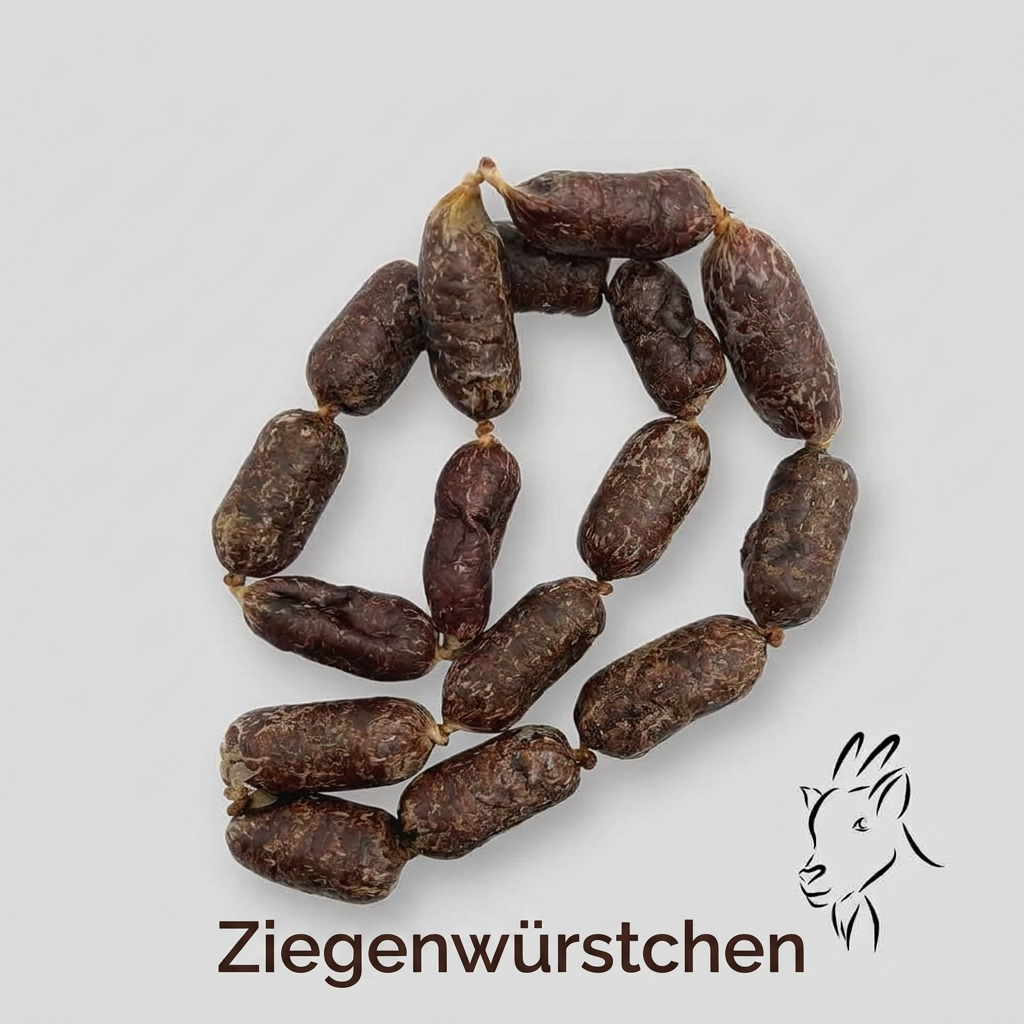 Eine Schnur Ziegenwürstchen