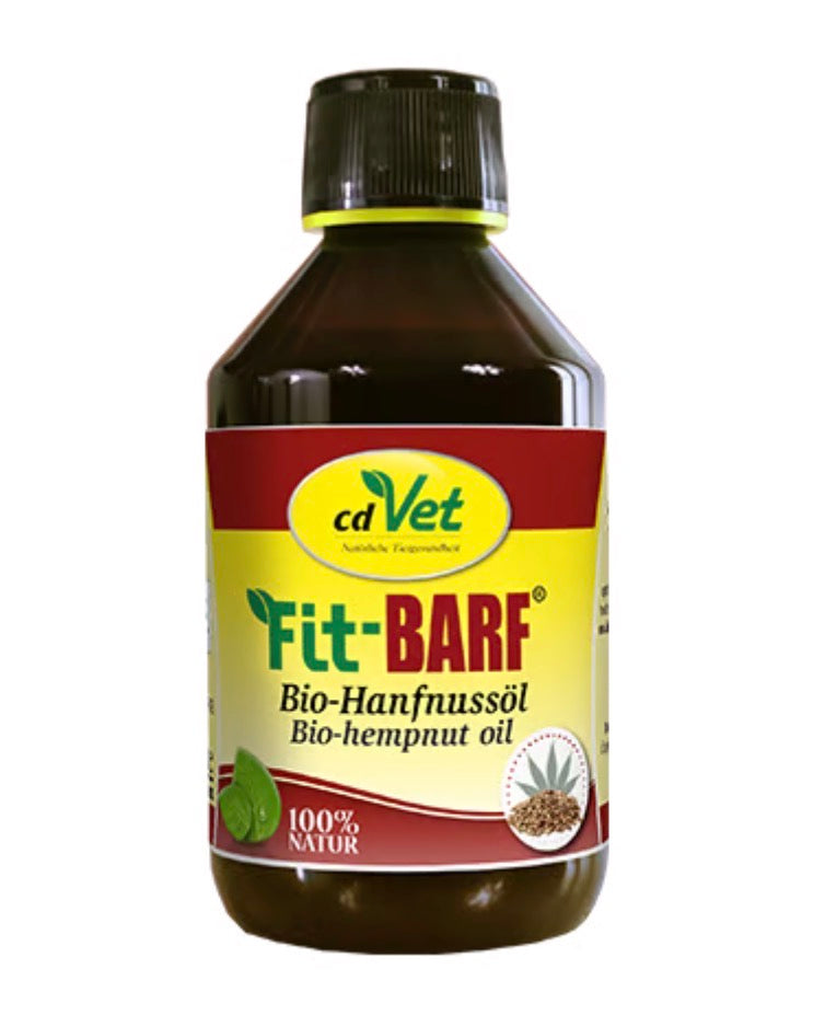 Eine Hanfnussöl Flasche mit 250 ml für Hunde, Katzen