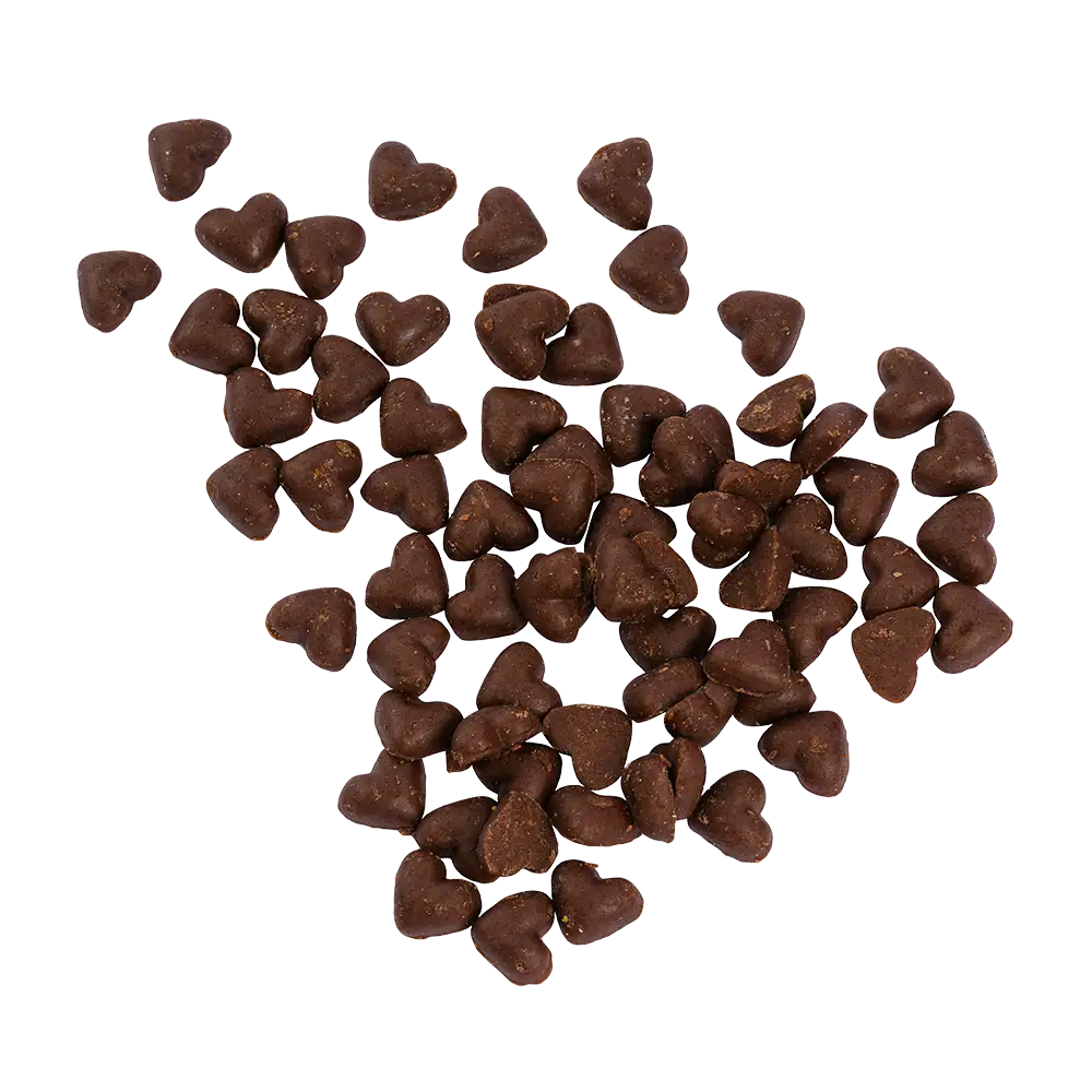 Hingestreute herzförmige Hundeleckerlis